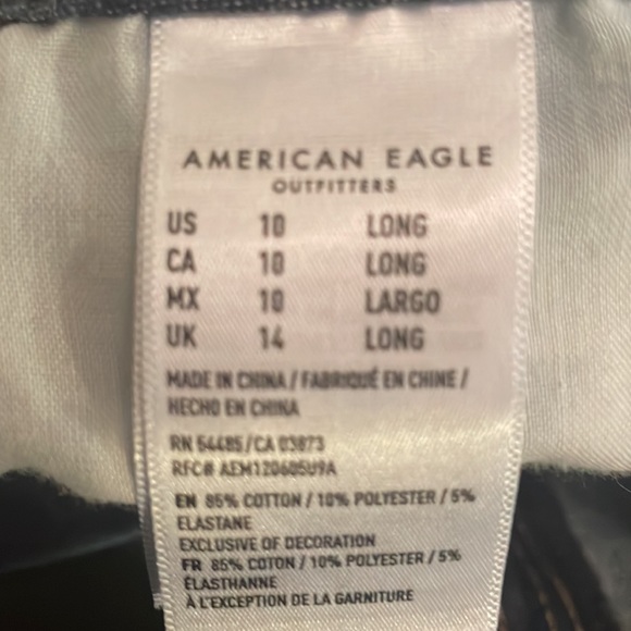 American eagle dark wash skinny jeans size 10 long. - Picture 4 of 5